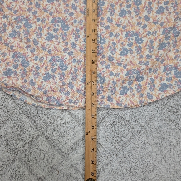 Faherty Shirt Mens M Blue Pink Floral Breeze SS Hemp Blend Tropic Shore Button - Picture 5 of 9